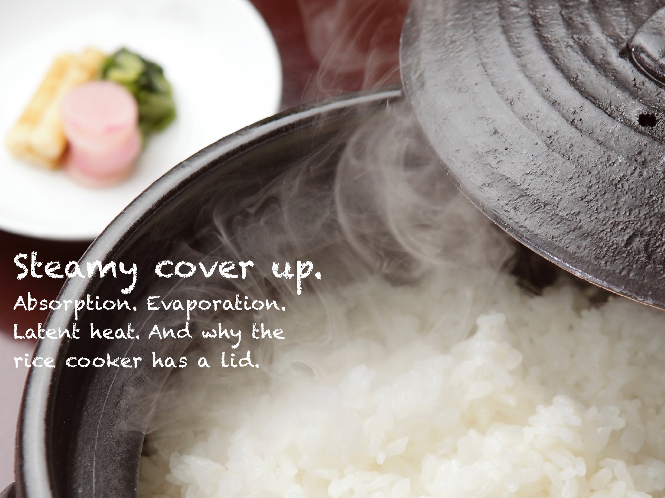 The rice cooker lid helps to maintain the balance of absorption and